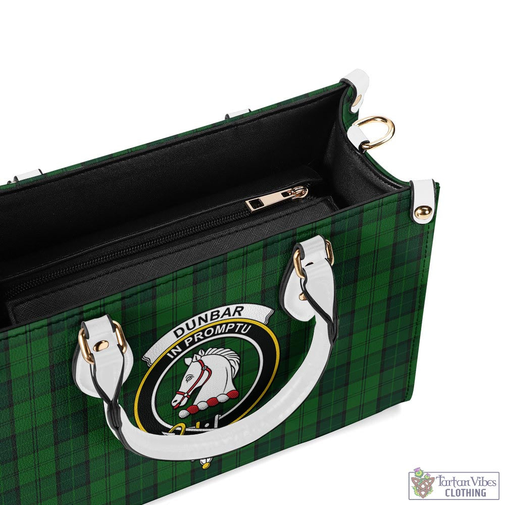 Tartan Vibes Clothing Dunbar Hunting Tartan Luxury Leather Handbags with Family Crest