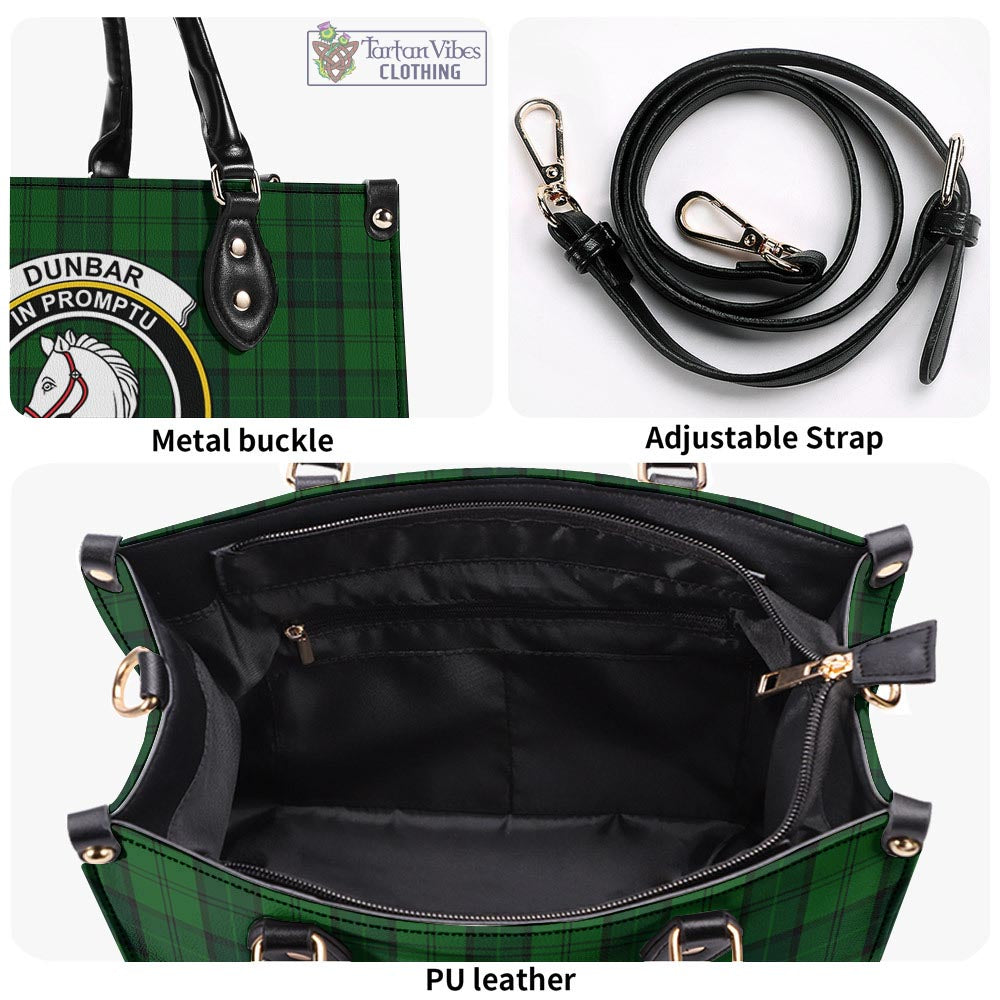 Tartan Vibes Clothing Dunbar Hunting Tartan Luxury Leather Handbags with Family Crest