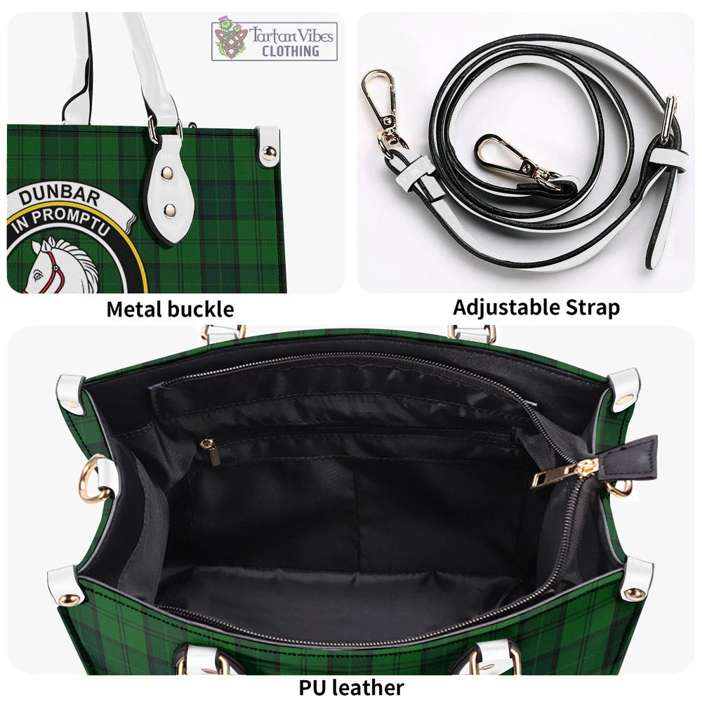 Tartan Vibes Clothing Dunbar Hunting Tartan Luxury Leather Handbags with Family Crest