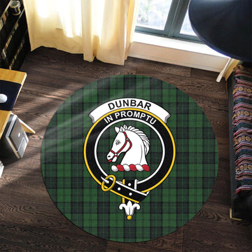 Dunbar Hunting Tartan Round Rug with Family Crest