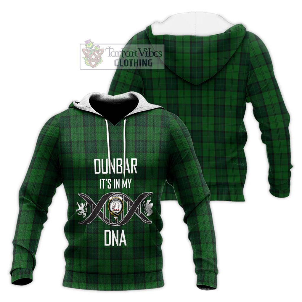 Dunbar Hunting Tartan Knitted Hoodie with Family Crest DNA In Me Style Unisex Knitted Pullover Hoodie - Tartanvibesclothing Shop