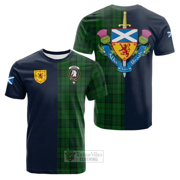 Dunbar Hunting Tartan Cotton T-shirt Alba with Scottish Lion Royal Arm Half Style