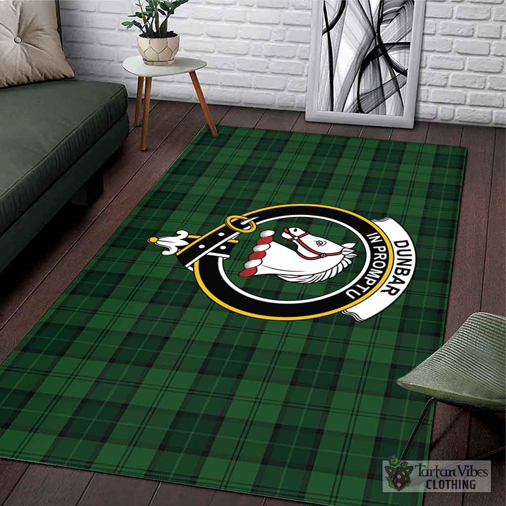 Tartan Vibes Clothing Dunbar Hunting Tartan Area Rug with Family Crest