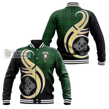 Dunbar Hunting Tartan Baseball Jacket with Family Crest and Celtic Symbol Style