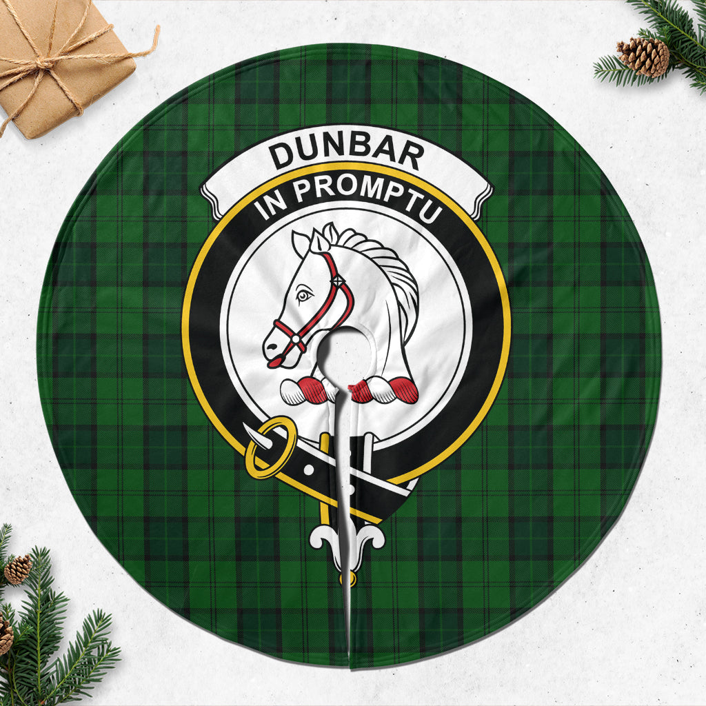 Dunbar Hunting Tartan Christmas Tree Skirt with Family Crest - Tartanvibesclothing