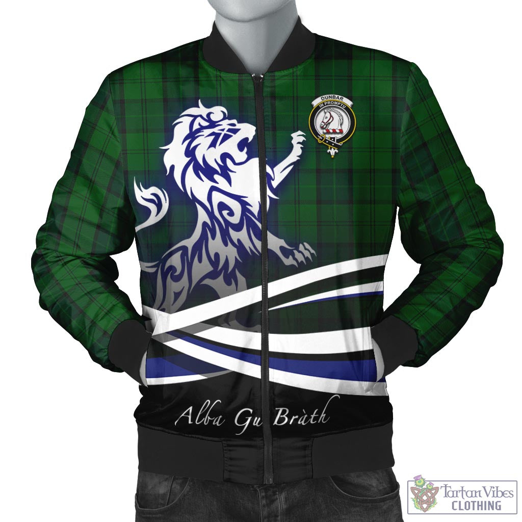 Tartan Vibes Clothing Dunbar Hunting Tartan Bomber Jacket with Alba Gu Brath Regal Lion Emblem