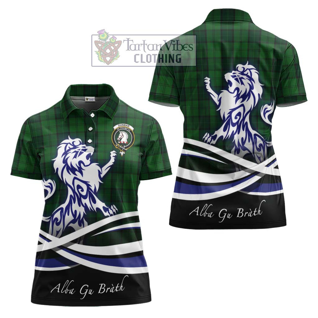 Dunbar Hunting Tartan Women's Polo Shirt with Alba Gu Brath Regal Lion Emblem Women - Tartanvibesclothing Shop