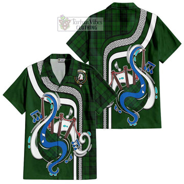 Dunbar Hunting Tartan Short Sleeve Button Shirt with Epic Bagpipe Style