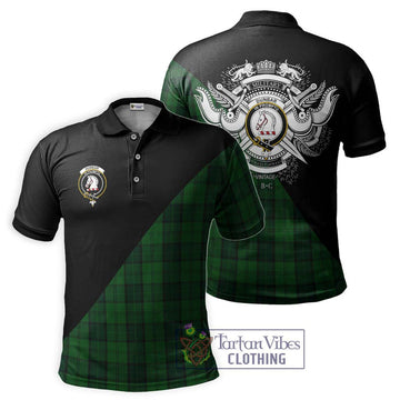 Dunbar Hunting Tartan Polo Shirt with Family Crest and Military Logo Style