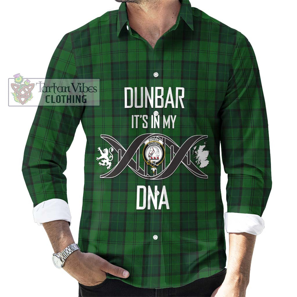 Dunbar Hunting Tartan Long Sleeve Button Shirt with Family Crest DNA In Me Style Men's Shirt S - Tartanvibesclothing Shop