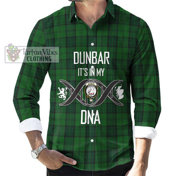 Dunbar Hunting Tartan Long Sleeve Button Shirt with Family Crest DNA In Me Style