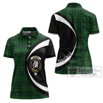 Dunbar Hunting Tartan Women's Polo Shirt with Family Crest Circle Style