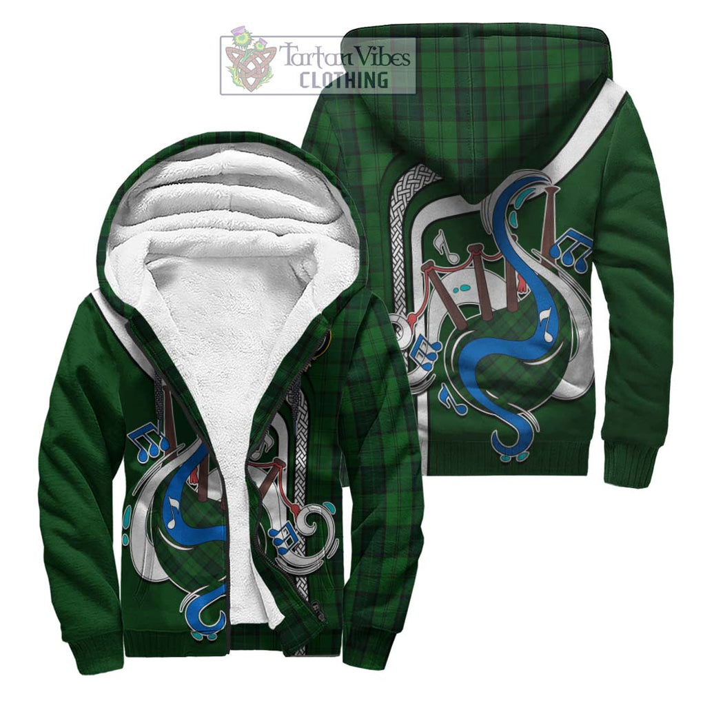 Dunbar Hunting Tartan Sherpa Hoodie with Epic Bagpipe Style Unisex S - Tartanvibesclothing Shop