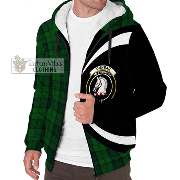 Dunbar Hunting Tartan Sherpa Hoodie with Family Crest Circle Style