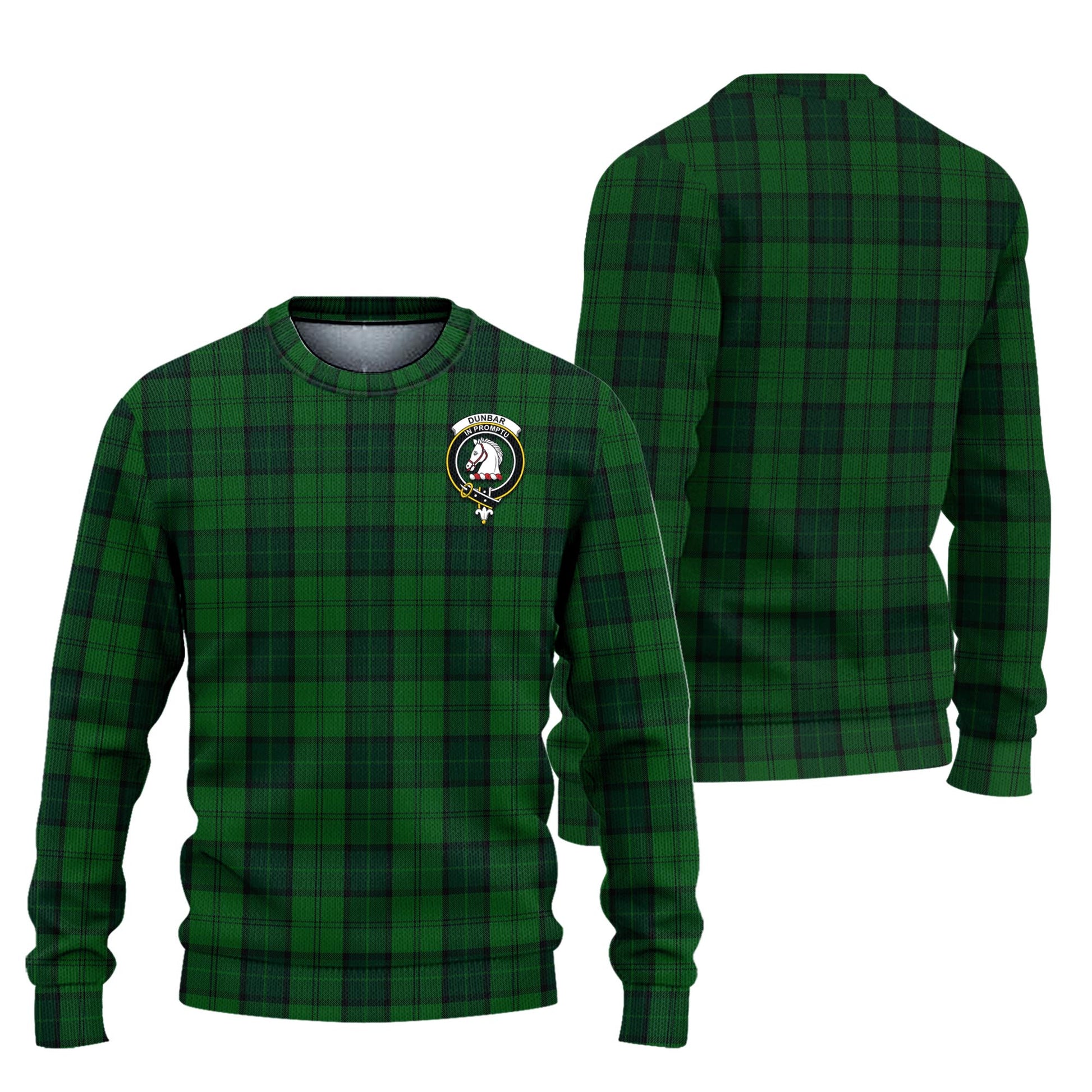 Dunbar Hunting Tartan Knitted Sweater with Family Crest Unisex - Tartanvibesclothing