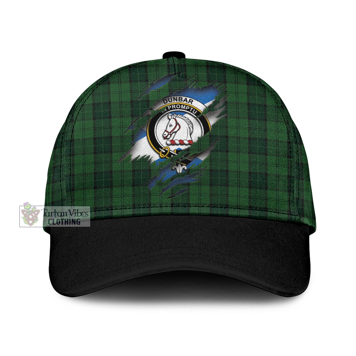 Tartan Vibes Clothing Dunbar Hunting Tartan Classic Cap with Family Crest In Me Style