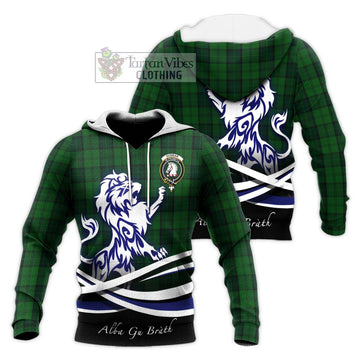 Dunbar Hunting Tartan Knitted Hoodie with Alba Gu Brath Regal Lion Emblem