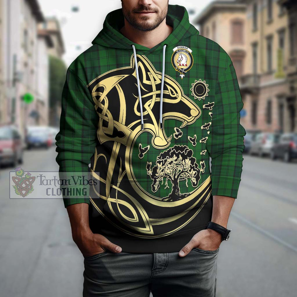 Dunbar Hunting Tartan Hoodie with Family Crest Celtic Wolf Style Zip Hoodie - Tartan Vibes Clothing