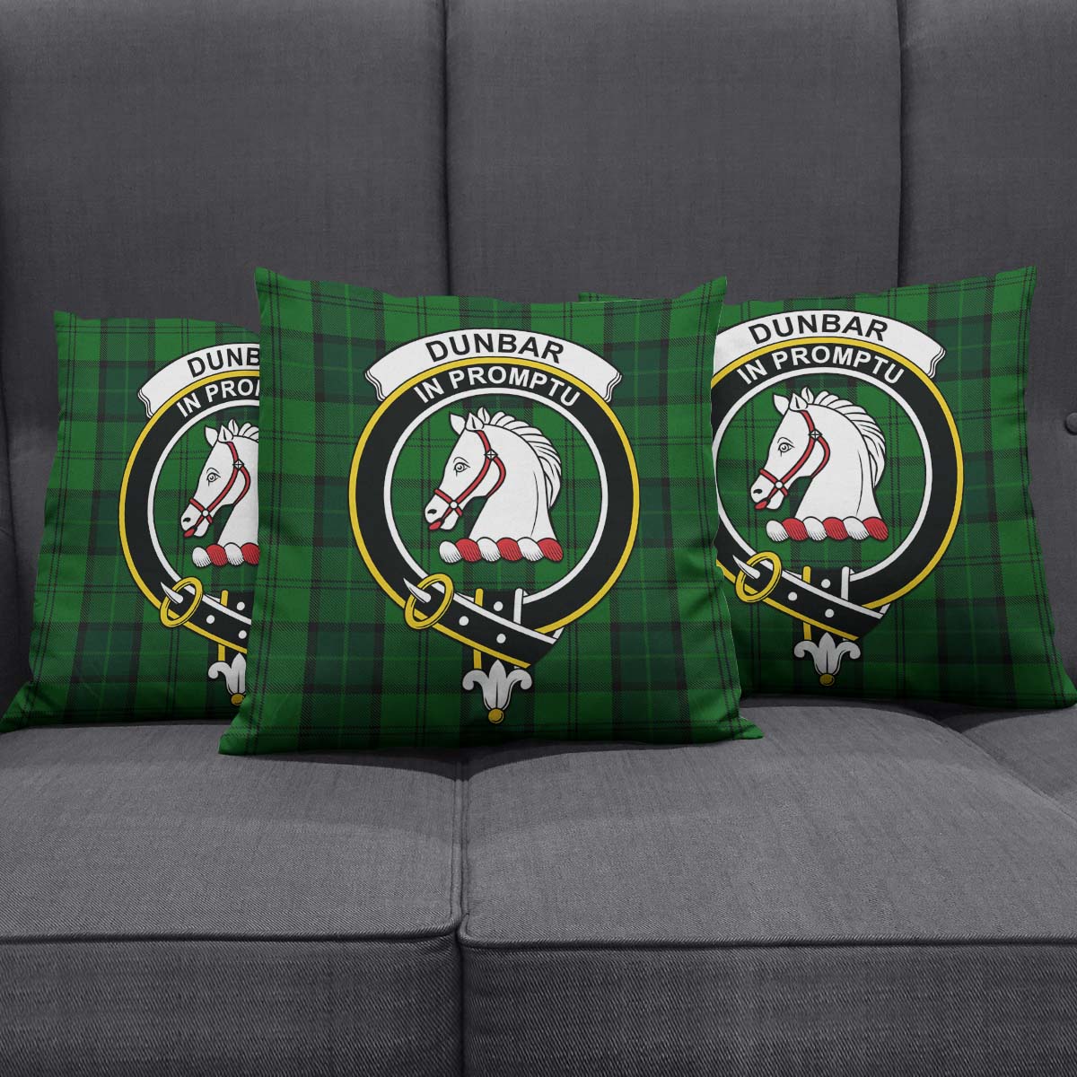 Dunbar Hunting Tartan Pillow Cover with Family Crest Square Pillow Cover - Tartanvibesclothing