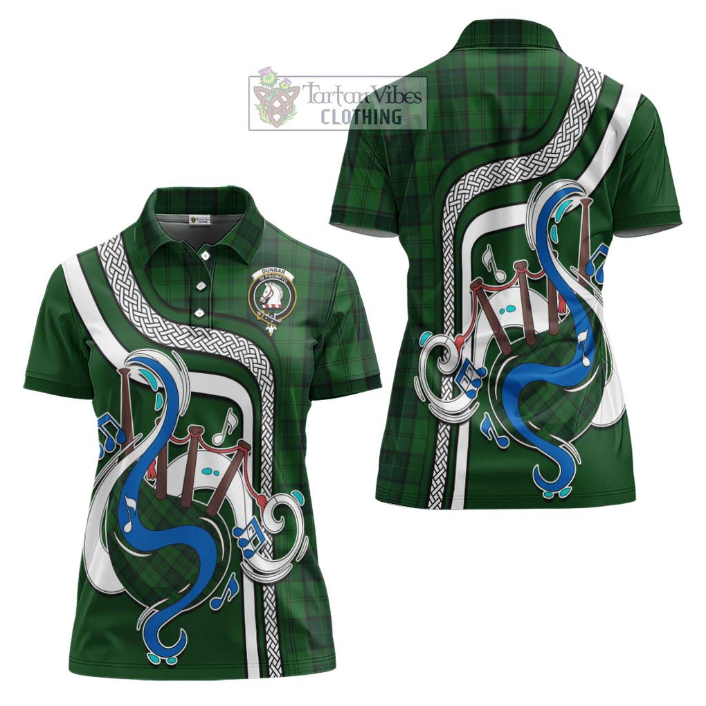 Dunbar Hunting Tartan Women's Polo Shirt with Epic Bagpipe Style Women - Tartanvibesclothing Shop