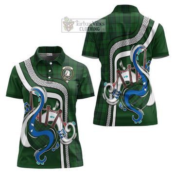 Dunbar Hunting Tartan Women's Polo Shirt with Epic Bagpipe Style