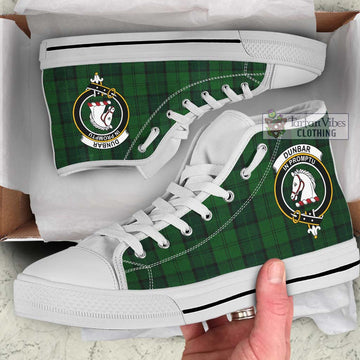 Dunbar Hunting Tartan High Top Shoes with Family Crest