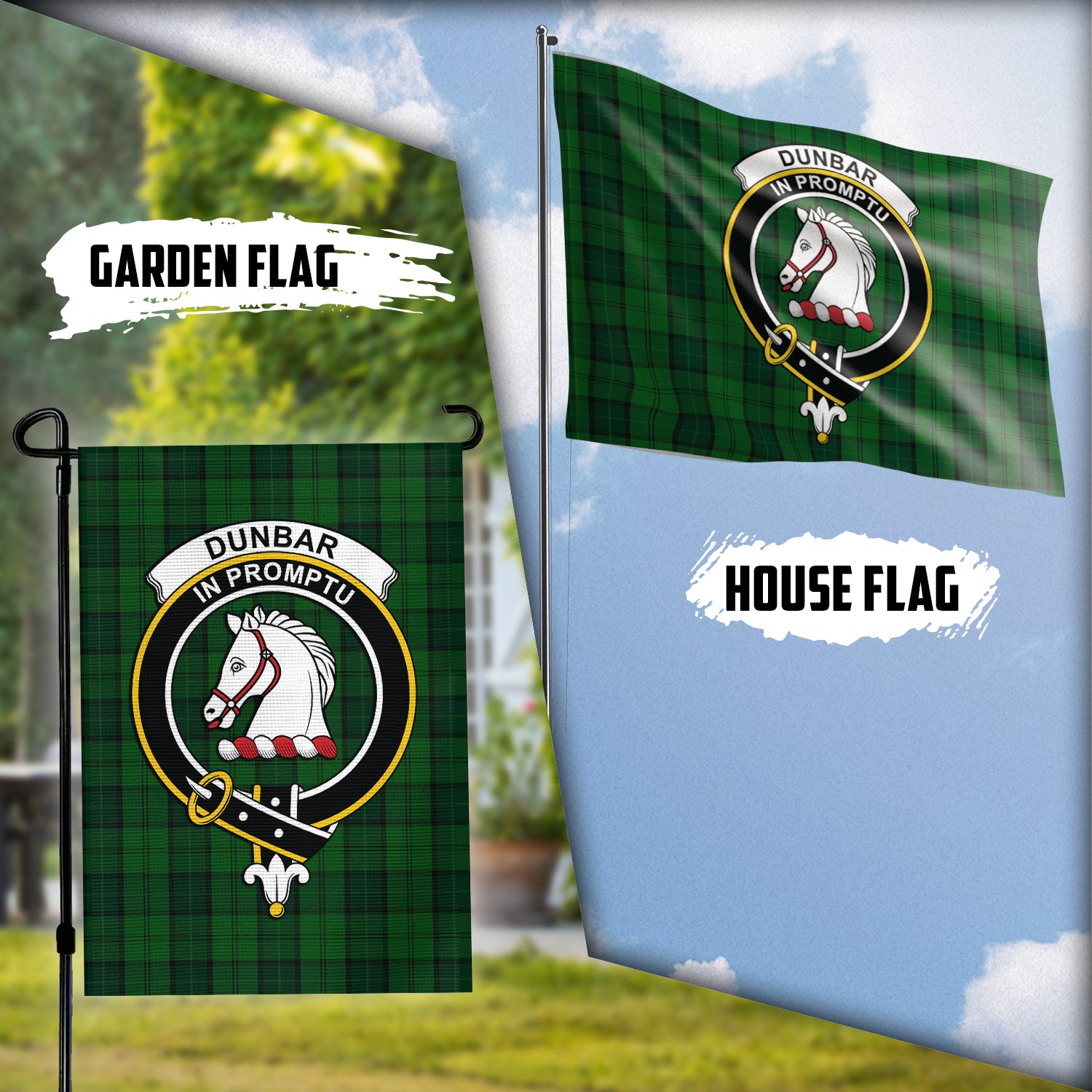 Dunbar Hunting Tartan Flag with Family Crest Garden Flag (Vertical) - Tartan Vibes Clothing