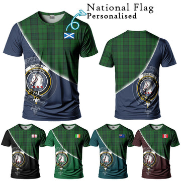 Dunbar Hunting Tartan T-Shirt with Personalised National Flag and Family Crest Half Style