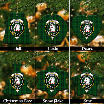 Dunbar Hunting Tartan Christmas Ceramic Ornaments with Family Crest