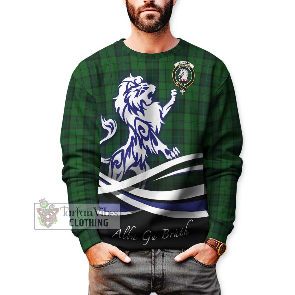 Dunbar Hunting Tartan Sweatshirt with Alba Gu Brath Regal Lion Emblem Unisex - Tartanvibesclothing Shop