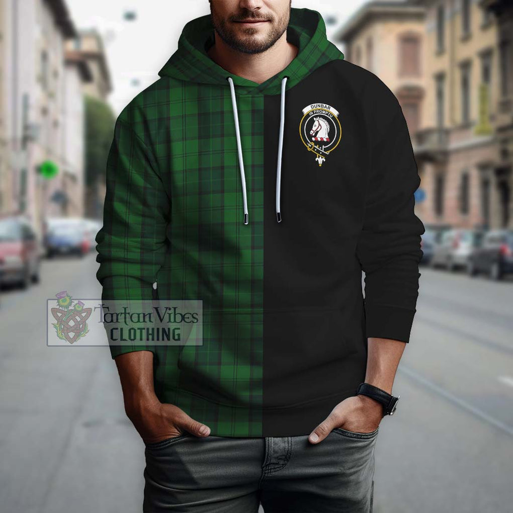 Dunbar Hunting Tartan Hoodie with Family Crest and Half Of Me Style Zip Hoodie - Tartanvibesclothing Shop