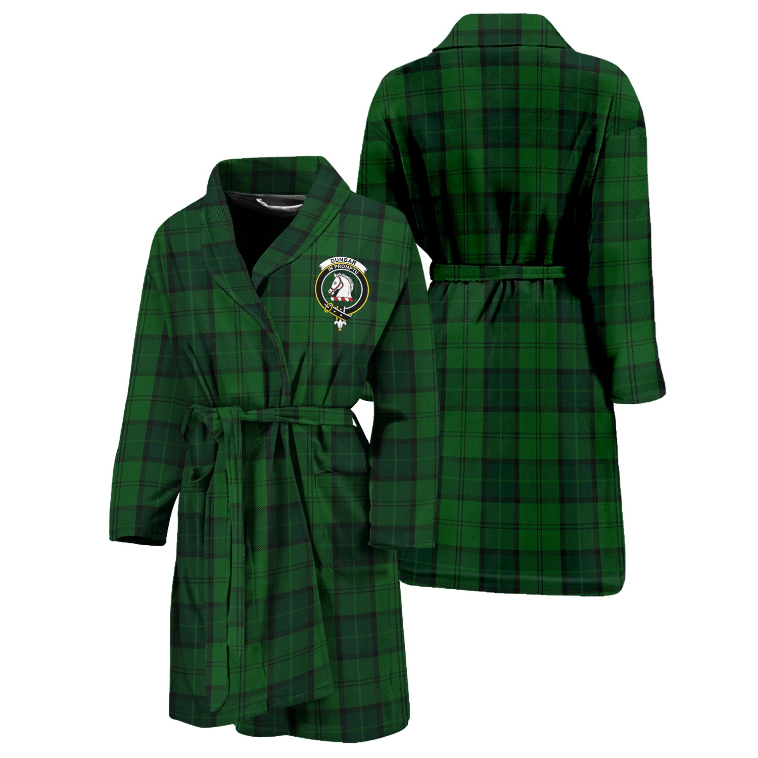 Dunbar Hunting Tartan Bathrobe with Family Crest Unisex S - Tartan Vibes Clothing