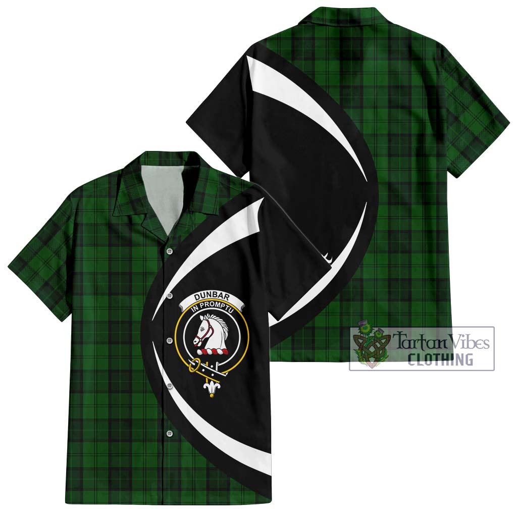 Dunbar Hunting Tartan Short Sleeve Button Up with Family Crest Circle Style Kid - Tartan Vibes Clothing