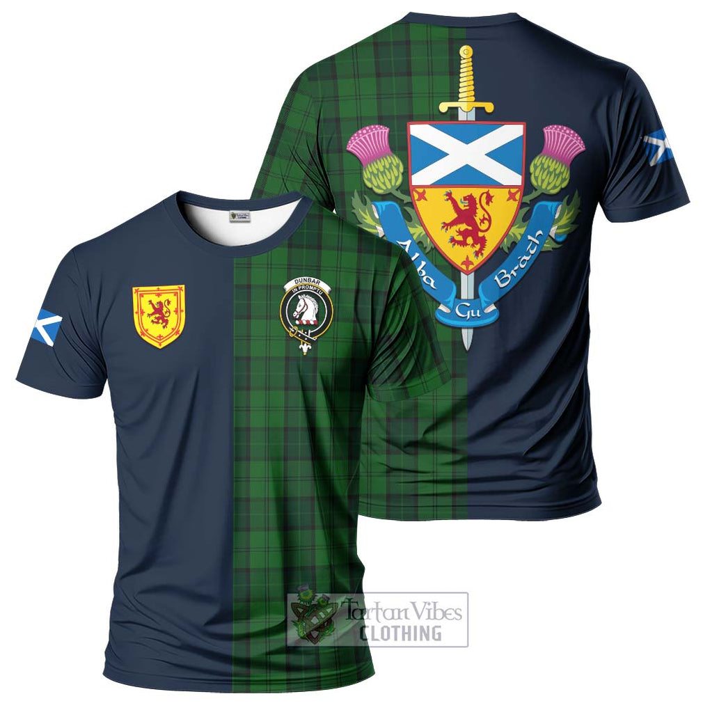 Tartan Vibes Clothing Dunbar Hunting Tartan T-Shirt Alba with Scottish Lion Royal Arm Half Style