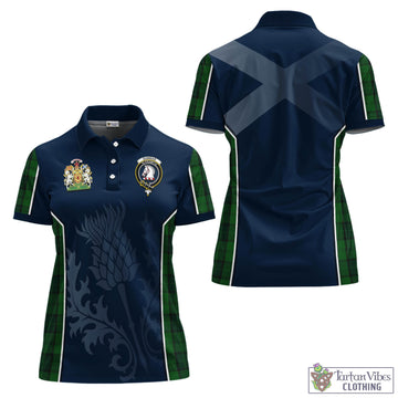 Dunbar Hunting Tartan Women's Polo Shirt with Family Crest and Scottish Thistle Vibes Sport Style