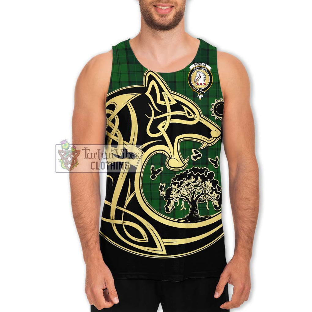 Dunbar Hunting Tartan Men's Tank Top with Family Crest Celtic Wolf Style Men - Tartan Vibes Clothing