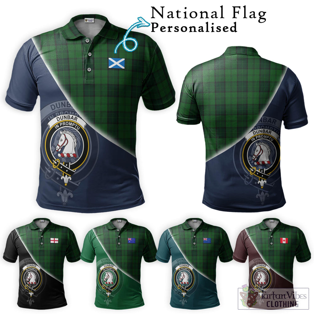 Dunbar Hunting Tartan Polo Shirt with Personalised National Flag and Family Crest Half Style Maroon - Tartanvibesclothing Shop