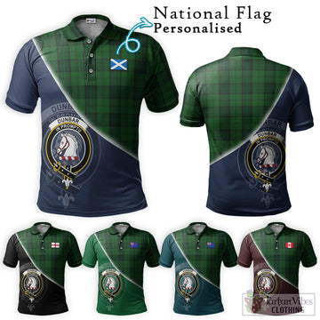 Dunbar Hunting Tartan Polo Shirt with Personalised National Flag and Family Crest Half Style