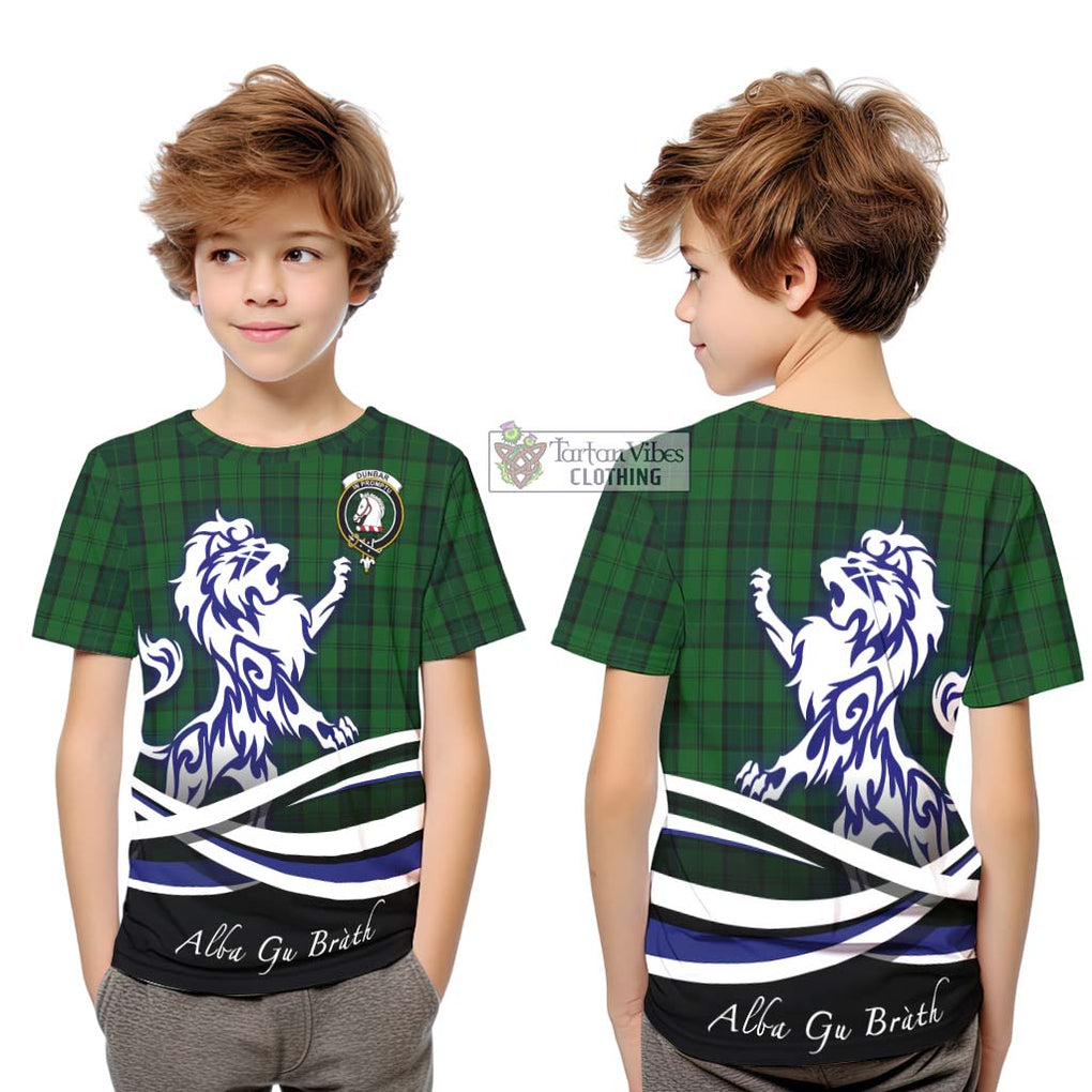 Dunbar Hunting Tartan Kid T-Shirt with Alba Gu Brath Regal Lion Emblem Youth XL Size14 - Tartanvibesclothing Shop