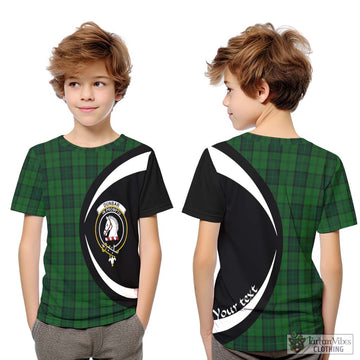 Dunbar Hunting Tartan Kid T-Shirt with Family Crest Circle Style