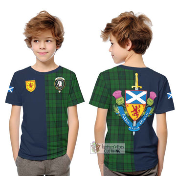 Dunbar Hunting Tartan Kid T-Shirt Alba with Scottish Lion Royal Arm Half Style