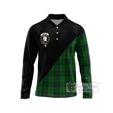 Dunbar Hunting Tartan Long Sleeve Polo Shirt with Family Crest and Military Logo Style