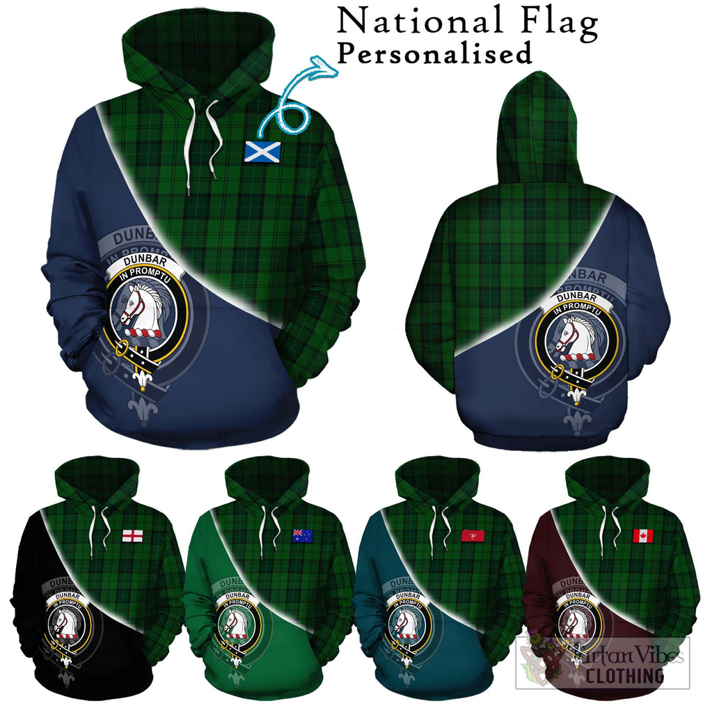 Dunbar Hunting Tartan Hoodie with Personalised National Flag and Family Crest Half Style Zip Hoodie - Tartanvibesclothing Shop