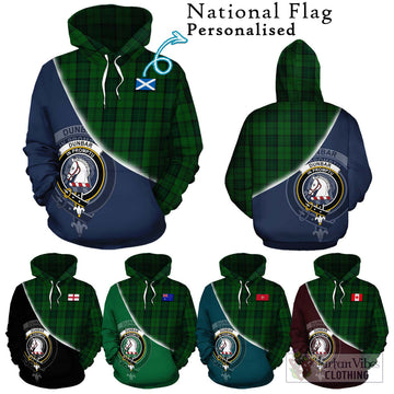 Dunbar Hunting Tartan Hoodie with Personalised National Flag and Family Crest Half Style