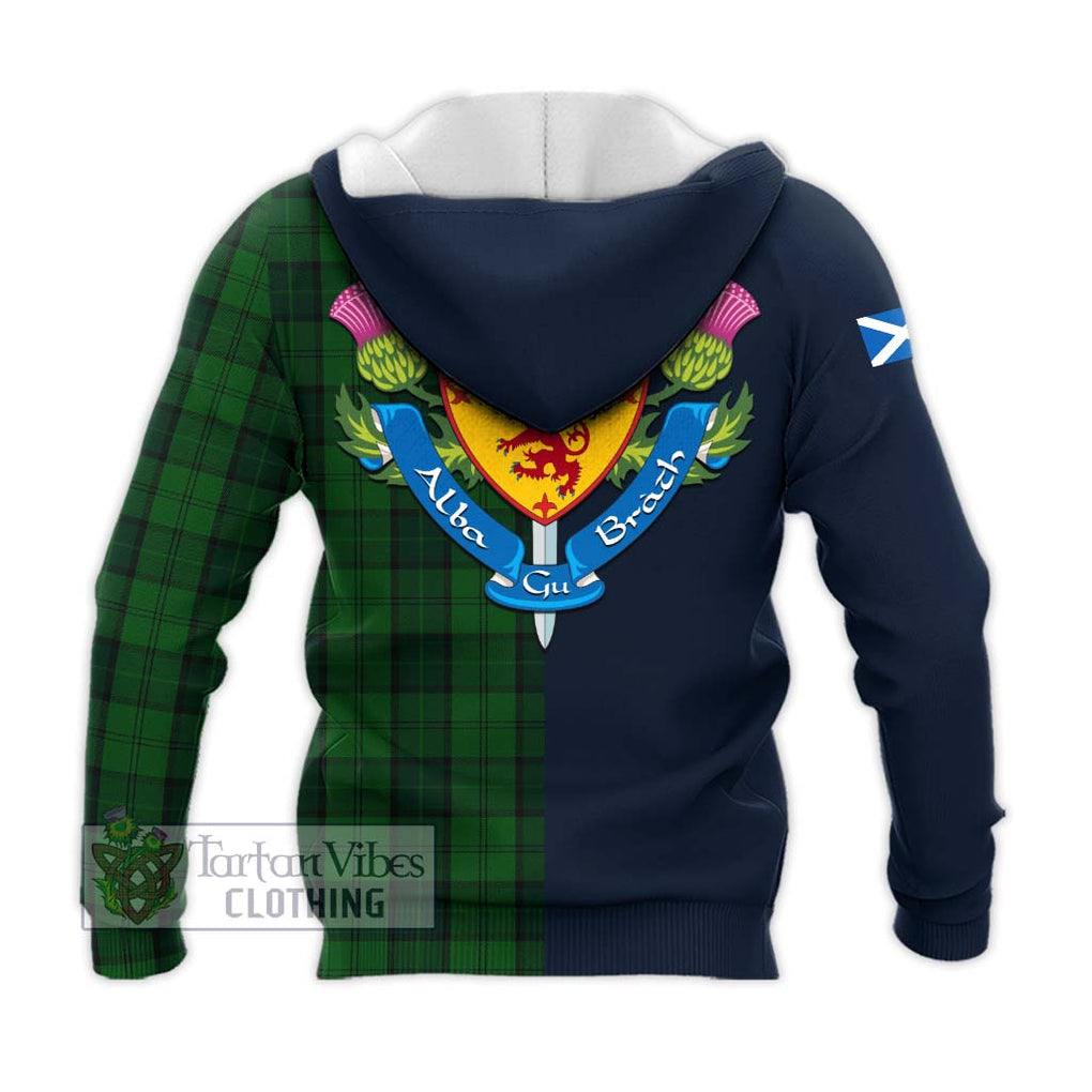 Tartan Vibes Clothing Dunbar Hunting Tartan Knitted Hoodie with Scottish Lion Royal Arm Half Style