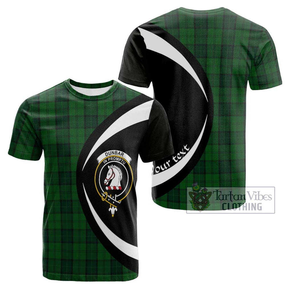 Tartan Vibes Clothing Dunbar Hunting Tartan Cotton T-shirt with Family Crest Circle Style