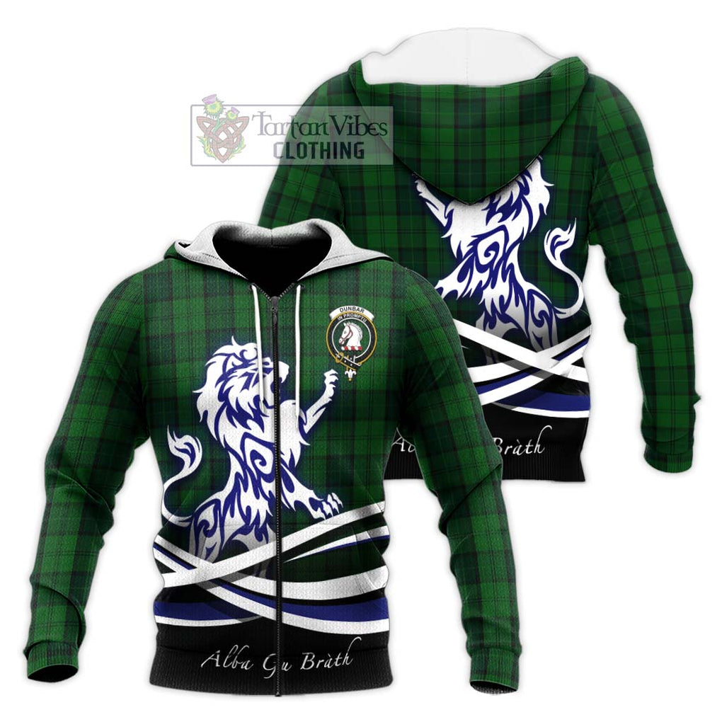 Dunbar Hunting Tartan Knitted Hoodie with Alba Gu Brath Regal Lion Emblem Unisex Knitted Zip Hoodie - Tartanvibesclothing Shop