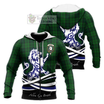 Dunbar Hunting Tartan Knitted Hoodie with Alba Gu Brath Regal Lion Emblem