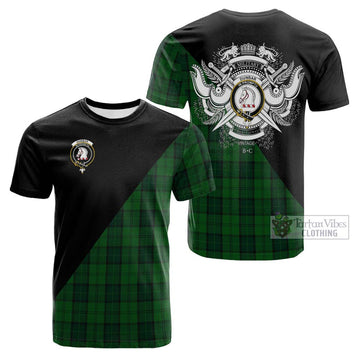 Dunbar Hunting Tartan Cotton T-shirt with Family Crest and Military Logo Style