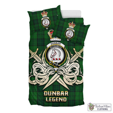 Dunbar Hunting Tartan Bedding Set with Clan Crest and the Golden Sword of Courageous Legacy